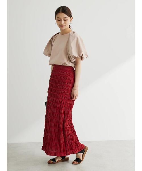 Sugar spoon（シュガースプーン）の「・SUGAR　SPOON　シャーリングギャザースカート（スカート・レディース・レッド/ブラック/ベージュ・FREE）」の17枚目の写真