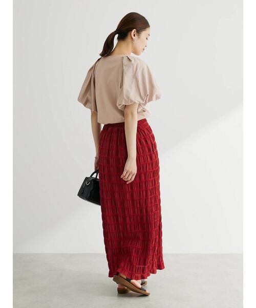 Sugar spoon（シュガースプーン）の「・SUGAR　SPOON　シャーリングギャザースカート（スカート・レディース・レッド/ブラック/ベージュ・FREE）」の16枚目の写真