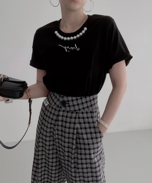 N.s(エヌドットエス)の「フロントパールロゴTシャツ(Tシャツ/カットソー・レディース・ブラック/ホワイト/ベージュ・FREE)」の9枚目の写真
