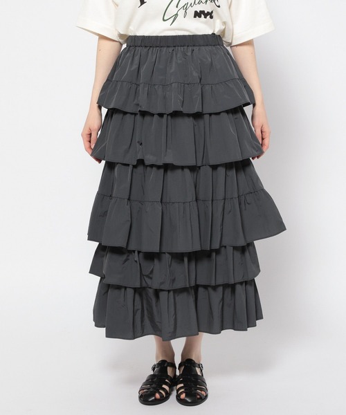 yuw（ユウ）の「ギャザーティアードスカート　704744（スカート・レディース・チャコールグレー/ブラック/その他・FREE）」の20枚目の写真