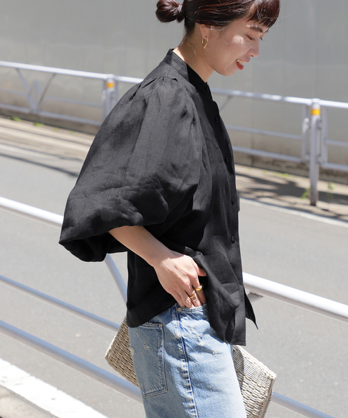 VERMEIL par iena（ヴェルメイユパーイエナ）の「クリアラミーギャザーブラウス（シャツ/ブラウス・レディース・ブルー/ブラック/ピンク・FREE）」の11枚目の写真