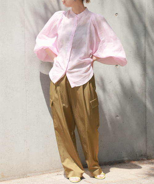 VERMEIL par iena（ヴェルメイユパーイエナ）の「クリアラミーギャザーブラウス（シャツ/ブラウス・レディース・ブルー/ブラック/ピンク・FREE）」の22枚目の写真