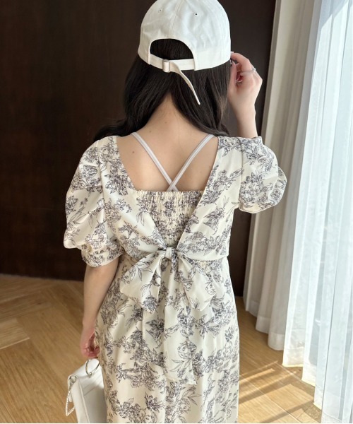 OLIVE des OLIVE（オリーブデオリーブ）の「【WEB限定】バックリボンパフ袖ワンピース　1031090460（ワンピース・レディース・ブラック/オフホワイト/アイボリー・FREE）」の15枚目の写真