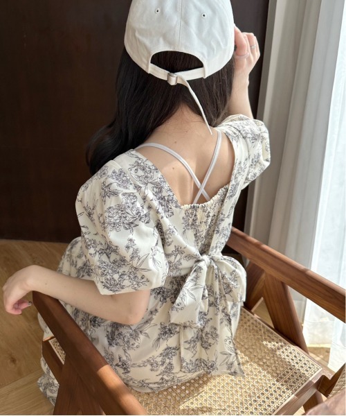 OLIVE des OLIVE（オリーブデオリーブ）の「【WEB限定】バックリボンパフ袖ワンピース　1031090460（ワンピース・レディース・ブラック/オフホワイト/アイボリー・FREE）」の17枚目の写真