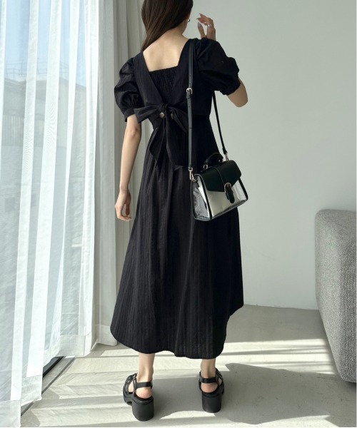 OLIVE des OLIVE（オリーブデオリーブ）の「【WEB限定】バックリボンパフ袖ワンピース　1031090460（ワンピース・レディース・ブラック/オフホワイト/アイボリー・FREE）」の20枚目の写真
