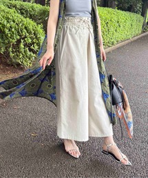 〇ウエストゴム レースアップ ワイドパンツ