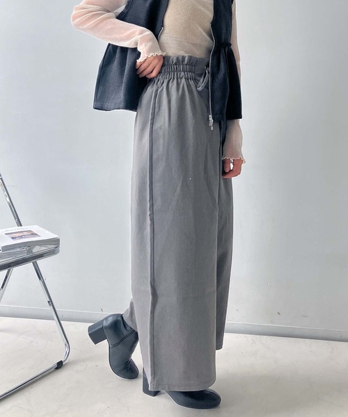 【しゅうと】PEOPLE SENSE ペイント加工 ワイドパンツ グレー セール】〇レースアップ ワイドパンツ（その他パンツ）｜AS KNOW AS