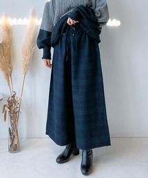 〇ウエストゴム レースアップ ワイドパンツ