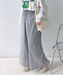 〇ウエストゴム レースアップ ワイドパンツ