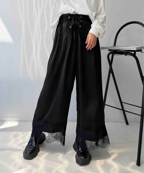 AS KNOW AS plus(アズノゥアズプラス)の「〇ウエストゴム レースアップ ワイドパンツ(その他パンツ・レディース・キナリ/ブラック系/チェック/サックスブルー/ブラック系その他/アイボリー系/インディゴブルー/イエロー系/グリーン系/オレンジ系/ブラック系1/ブルー系その他/杢グレー/ブラック/ブラウン系その他/ブラウン系1/グレー系その他/ブルー系その他2/アイボリー系1/ブラック系その他2/グレー系1/ブルー系/カーキ系/レッド系/ブルー系その他3/グレー系2/ブラウン系その他2/カーキ系2/グレー系その他2/ブラック系その他3/ブラック系その他4/ブラウン系その他3/ブラック系その他5/グレー系その他3/ブラック系その他6/ブラウン系その他4・FREE)」の9枚目の写真
