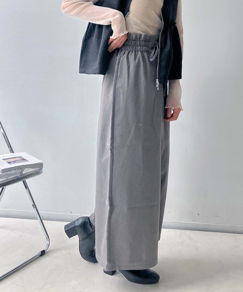 【しゅうと】PEOPLE SENSE ペイント加工 ワイドパンツ グレー セール】〇レースアップ ワイドパンツ（その他パンツ）｜AS KNOW AS