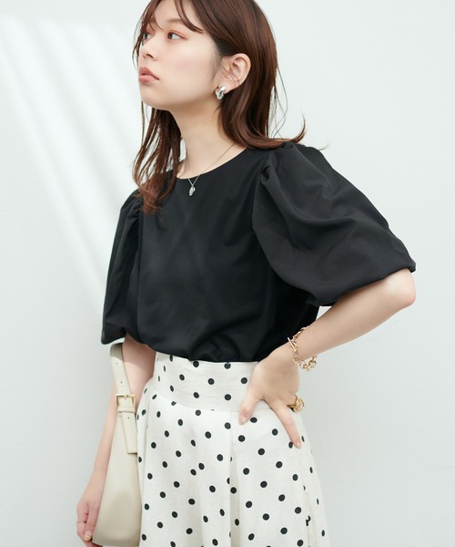 natural couture（ナチュラルクチュール）の「切替ボリュームスリーブカットプルオーバー（Tシャツ/カットソー・レディース・ブラック/イエロー系その他/オフホワイト/ミント・FREE）」の3枚目の写真