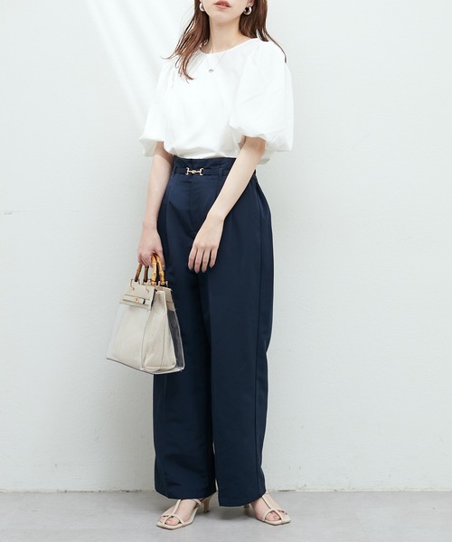 natural couture（ナチュラルクチュール）の「切替ボリュームスリーブカットプルオーバー（Tシャツ/カットソー・レディース・ブラック/イエロー系その他/オフホワイト/ミント・FREE）」の8枚目の写真
