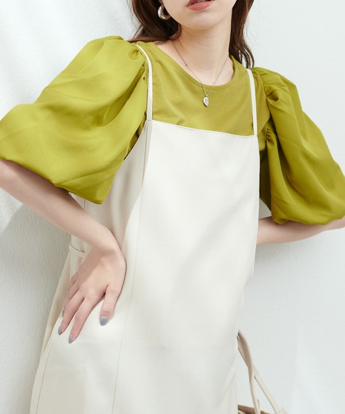 natural couture（ナチュラルクチュール）の「切替ボリュームスリーブカットプルオーバー（Tシャツ/カットソー・レディース・ブラック/イエロー系その他/オフホワイト/ミント・FREE）」の17枚目の写真