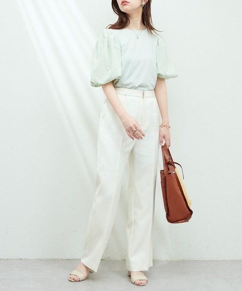 natural couture（ナチュラルクチュール）の「切替ボリュームスリーブカットプルオーバー（Tシャツ/カットソー・レディース・ブラック/イエロー系その他/オフホワイト/ミント・FREE）」の16枚目の写真