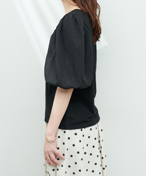 natural couture（ナチュラルクチュール）の「切替ボリュームスリーブカットプルオーバー（Tシャツ/カットソー・レディース・ブラック/イエロー系その他/オフホワイト/ミント・FREE）」の22枚目の写真