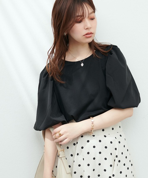 natural couture（ナチュラルクチュール）の「切替ボリュームスリーブカットプルオーバー（Tシャツ/カットソー・レディース・ブラック/イエロー系その他/オフホワイト/ミント・FREE）」の11枚目の写真
