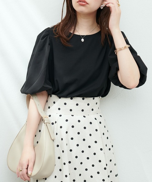 natural couture（ナチュラルクチュール）の「切替ボリュームスリーブカットプルオーバー（Tシャツ/カットソー・レディース・ブラック/イエロー系その他/オフホワイト/ミント・FREE）」の10枚目の写真