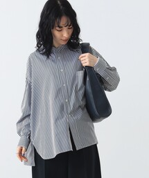 TICCA Demi-Luxe BEAMS 別注ノーカラーソリッドシャツブラック TICCA