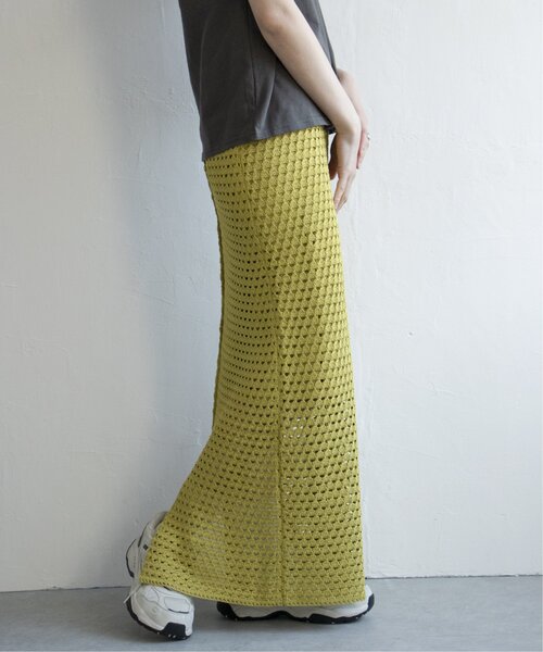 VENCEEXCHANGE（ヴァンスエクスチェンジ）の「クロシェニットスカート（スカート・レディース・イエロー/ブラック/ホワイト/ブラウン・FREE）」の4枚目の写真