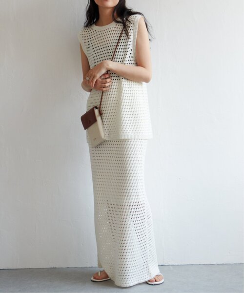 VENCEEXCHANGE（ヴァンスエクスチェンジ）の「クロシェニットスカート（スカート・レディース・イエロー/ブラック/ホワイト/ブラウン・FREE）」の7枚目の写真