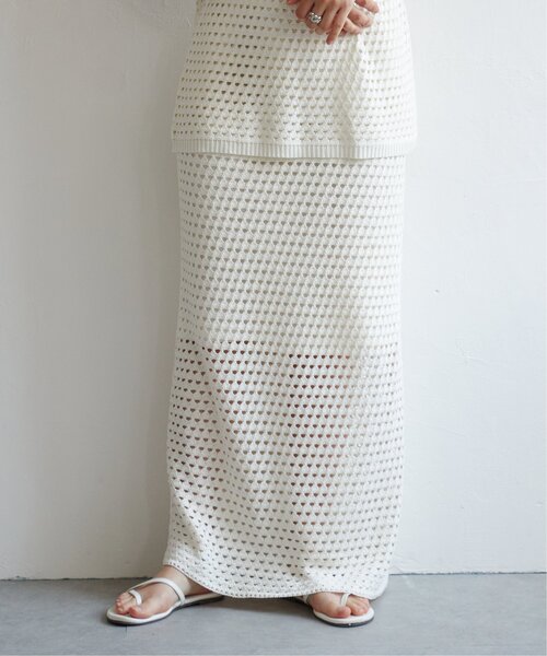 VENCEEXCHANGE（ヴァンスエクスチェンジ）の「クロシェニットスカート（スカート・レディース・イエロー/ブラック/ホワイト/ブラウン・FREE）」の9枚目の写真