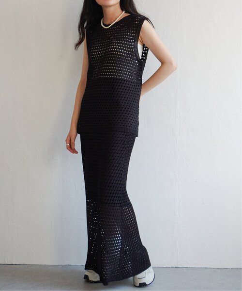 VENCEEXCHANGE（ヴァンスエクスチェンジ）の「クロシェニットスカート（スカート・レディース・イエロー/ブラック/ホワイト/ブラウン・FREE）」の14枚目の写真