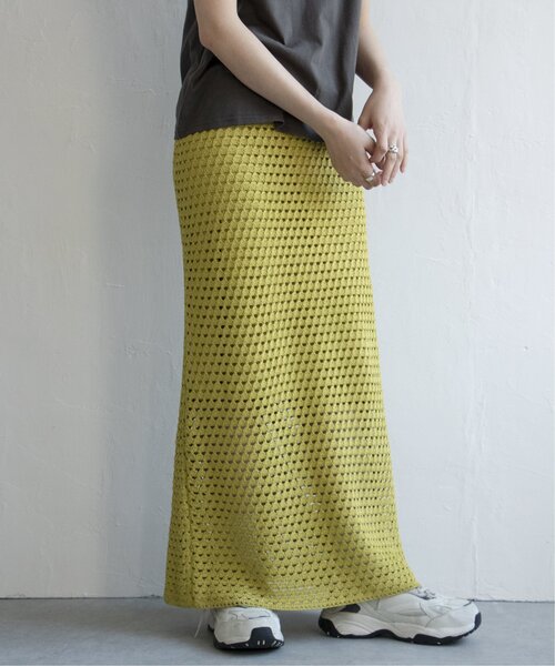 VENCEEXCHANGE（ヴァンスエクスチェンジ）の「クロシェニットスカート（スカート・レディース・イエロー/ブラック/ホワイト/ブラウン・FREE）」の18枚目の写真