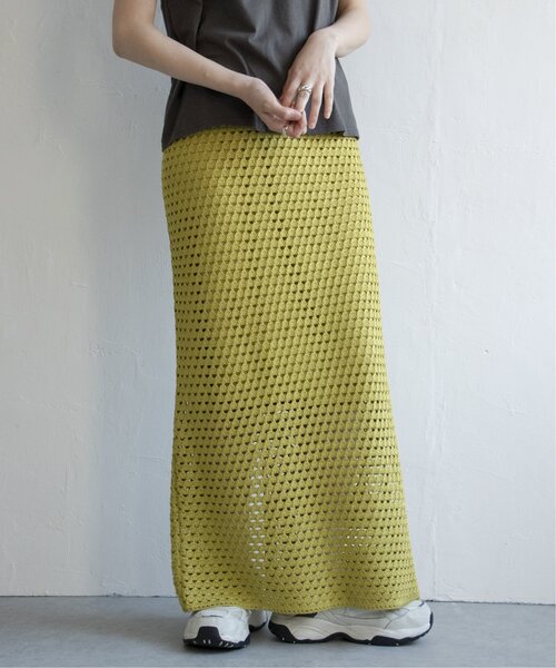 VENCEEXCHANGE（ヴァンスエクスチェンジ）の「クロシェニットスカート（スカート・レディース・イエロー/ブラック/ホワイト/ブラウン・FREE）」の19枚目の写真