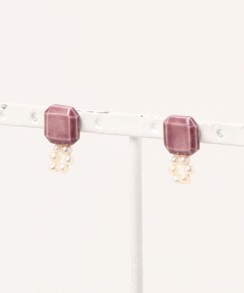 tone(トーン)の「irodori/circle パール pierce(紫)(ピアス(両耳用)・レディース・パープル・FREE)」の1枚目の写真