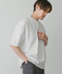 配色stヘンリーネックショートスリーブTシャツ