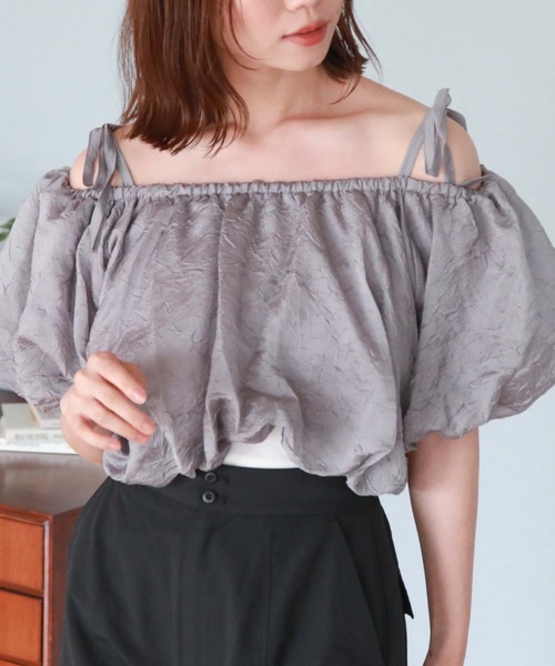 archives（アルシーヴ）の「肩リボンバルーンブラウス（シャツ/ブラウス・レディース・ブルーグレー/オフホワイト/ブラック・MEDIUM）」の20枚目の写真