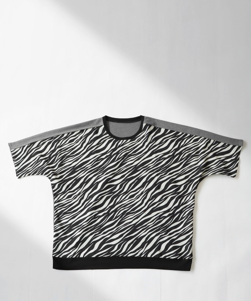異素材MIXゼブラ柄トップス（Tシャツ/カットソー）｜antiqua