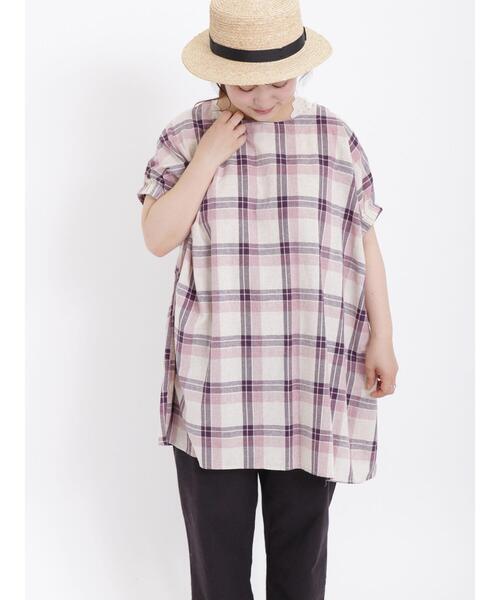 Samansa Mos2(サマンサ モスモス)の「袖口ギャザー前後2WAYチュニック(チュニック・レディース・チャコールグレー/ブラウン/パープル/ベージュ/グリーン/ブルー・F)」の6枚目の写真