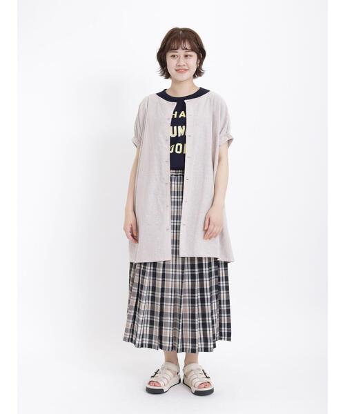 Samansa Mos2(サマンサ モスモス)の「袖口ギャザー前後2WAYチュニック(チュニック・レディース・チャコールグレー/ブラウン/パープル/ベージュ/グリーン/ブルー・F)」の8枚目の写真