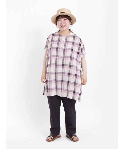 Samansa Mos2(サマンサ モスモス)の「袖口ギャザー前後2WAYチュニック(チュニック・レディース・チャコールグレー/ブラウン/パープル/ベージュ/グリーン/ブルー・F)」の19枚目の写真