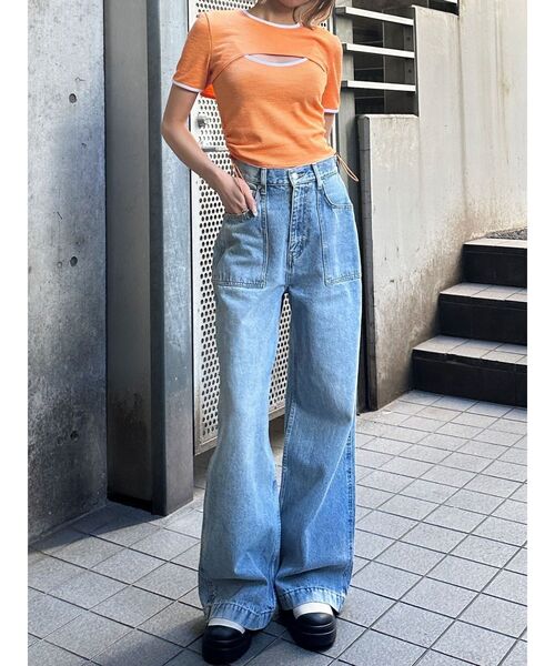 EMODA（エモダ）の「ドローストリング2WAYトップ（Tシャツ/カットソー・レディース・ブラック/イエロー/オレンジ/ホワイト・FREE）」の11枚目の写真