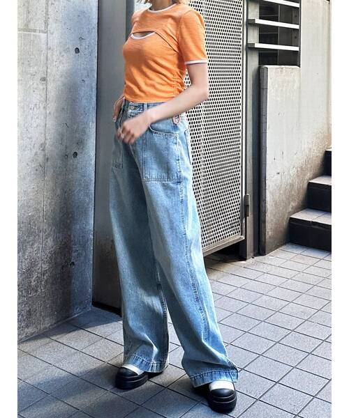 EMODA（エモダ）の「ドローストリング2WAYトップ（Tシャツ/カットソー・レディース・ブラック/イエロー/オレンジ/ホワイト・FREE）」の12枚目の写真