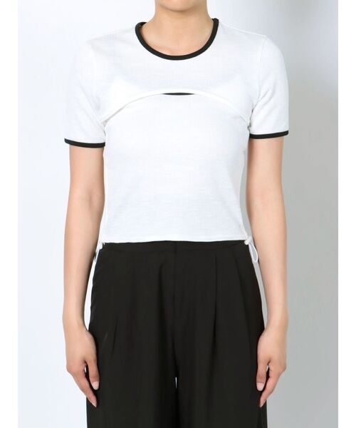 EMODA（エモダ）の「ドローストリング2WAYトップ（Tシャツ/カットソー・レディース・ブラック/イエロー/オレンジ/ホワイト・FREE）」の18枚目の写真