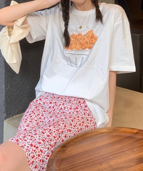 PRIVATE BEACH(プライベートビーチ)の「フルーツプリントTシャツ(Tシャツ/カットソー・レディース・ピンク/ホワイト/ライトグリーン・M/L)」の6枚目の写真
