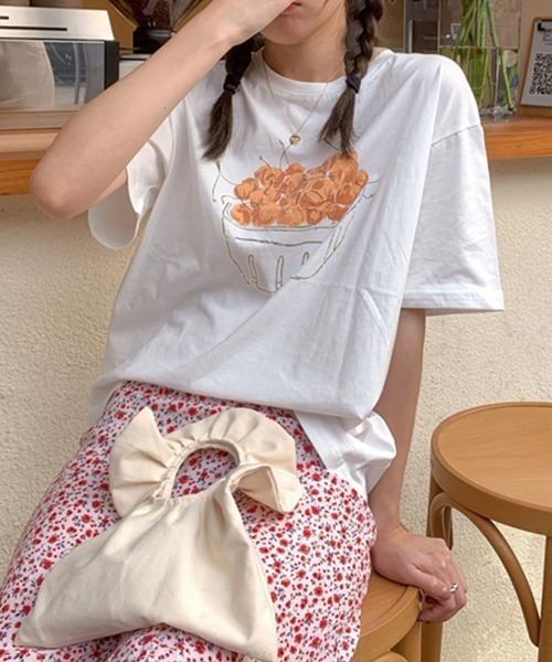 PRIVATE BEACH(プライベートビーチ)の「フルーツプリントTシャツ(Tシャツ/カットソー・レディース・ピンク/ホワイト/ライトグリーン・M/L)」の7枚目の写真