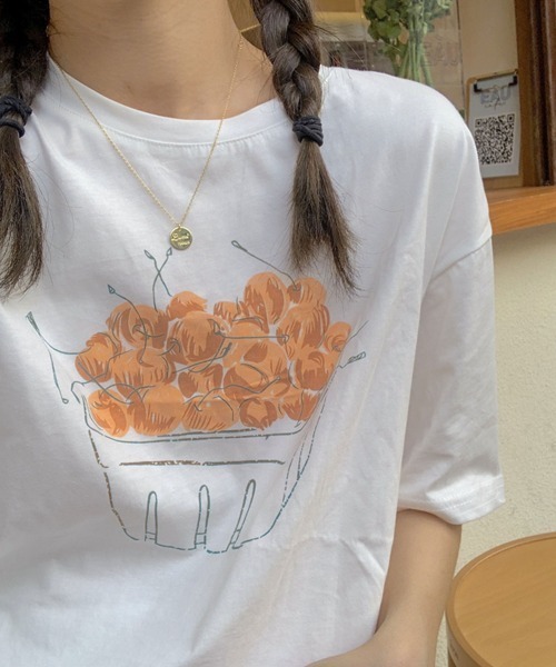 PRIVATE BEACH(プライベートビーチ)の「フルーツプリントTシャツ(Tシャツ/カットソー・レディース・ピンク/ホワイト/ライトグリーン・M/L)」の8枚目の写真