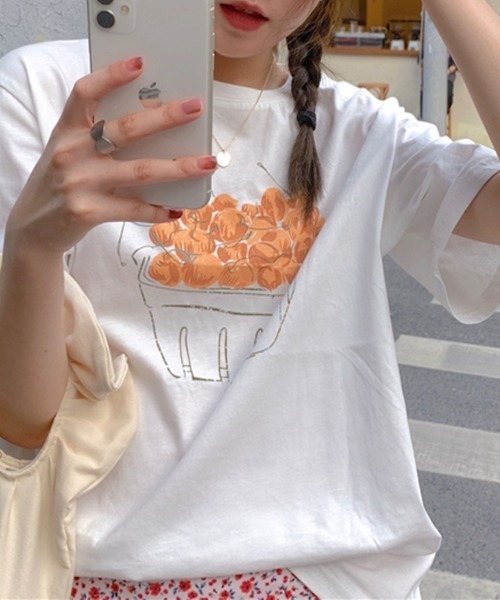 PRIVATE BEACH(プライベートビーチ)の「フルーツプリントTシャツ(Tシャツ/カットソー・レディース・ピンク/ホワイト/ライトグリーン・M/L)」の9枚目の写真