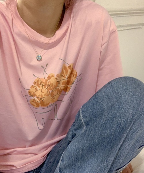 PRIVATE BEACH(プライベートビーチ)の「フルーツプリントTシャツ(Tシャツ/カットソー・レディース・ピンク/ホワイト/ライトグリーン・M/L)」の10枚目の写真