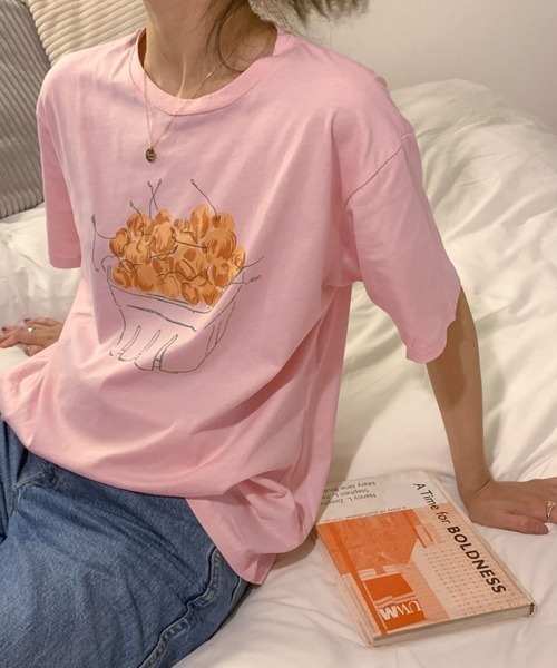 PRIVATE BEACH(プライベートビーチ)の「フルーツプリントTシャツ(Tシャツ/カットソー・レディース・ピンク/ホワイト/ライトグリーン・M/L)」の11枚目の写真