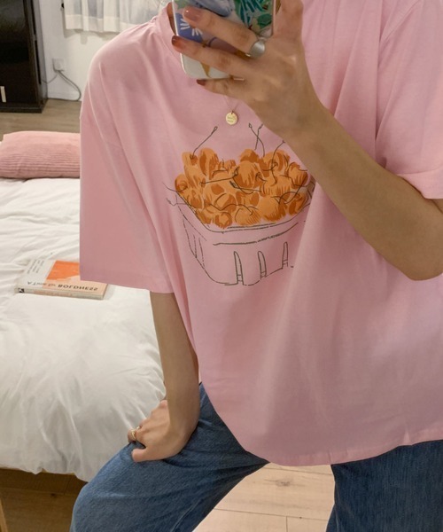PRIVATE BEACH(プライベートビーチ)の「フルーツプリントTシャツ(Tシャツ/カットソー・レディース・ピンク/ホワイト/ライトグリーン・M/L)」の12枚目の写真
