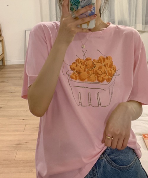 PRIVATE BEACH(プライベートビーチ)の「フルーツプリントTシャツ(Tシャツ/カットソー・レディース・ピンク/ホワイト/ライトグリーン・M/L)」の13枚目の写真