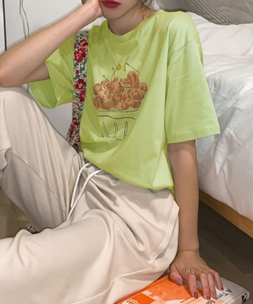 PRIVATE BEACH(プライベートビーチ)の「フルーツプリントTシャツ(Tシャツ/カットソー・レディース・ピンク/ホワイト/ライトグリーン・M/L)」の15枚目の写真