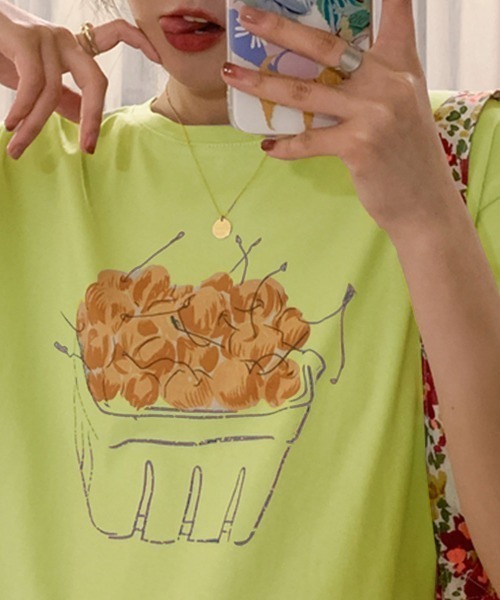 PRIVATE BEACH(プライベートビーチ)の「フルーツプリントTシャツ(Tシャツ/カットソー・レディース・ピンク/ホワイト/ライトグリーン・M/L)」の16枚目の写真