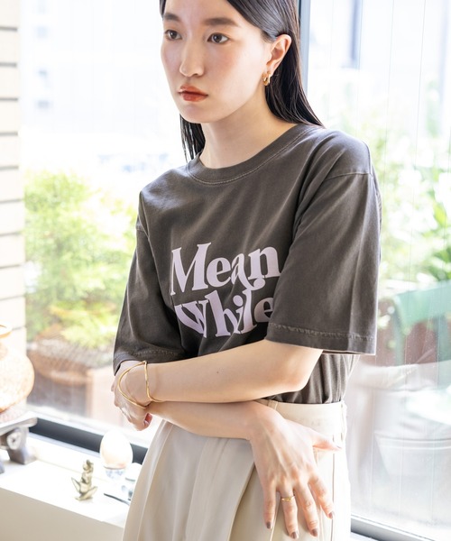 LOWRYS FARM（ローリーズファーム）の「フロッキーロゴＳＳ　968140（Tシャツ/カットソー・レディース・グレー/アイボリー/ブラウン・FREE）」の3枚目の写真